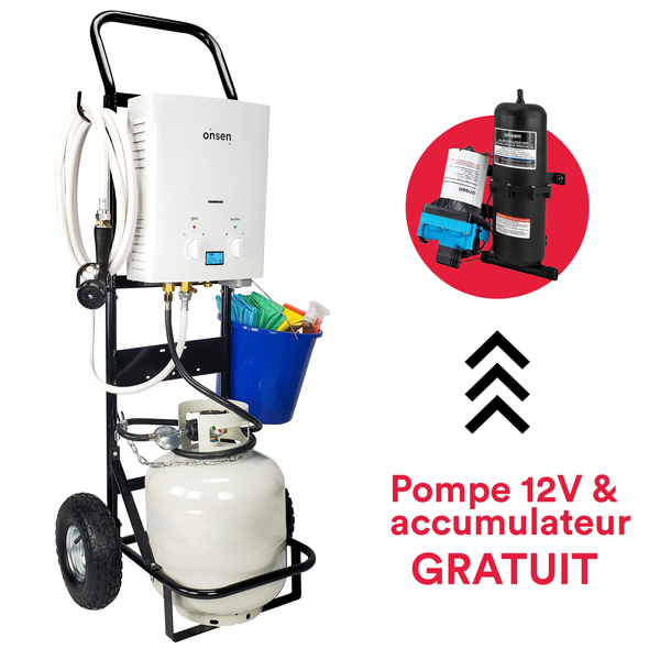 Chauffe-eau portatif sans réservoir Onsen 5L - 32K BTU avec diable