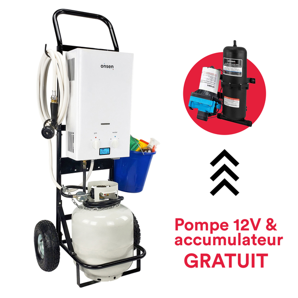 Chauffe-eau portatif sans réservoir Onsen 7L - 50K BTU avec diable