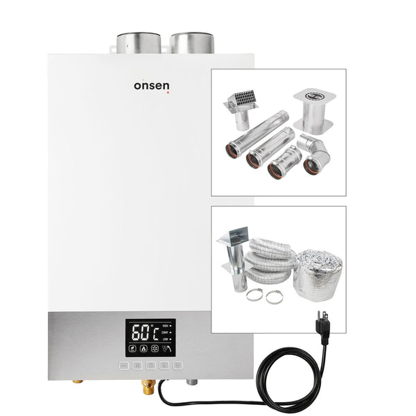 Chauffe-eau résidentiel au gaz naturel sans réservoir Onsen 14L (incl. kit de ventilation complet 3 po)